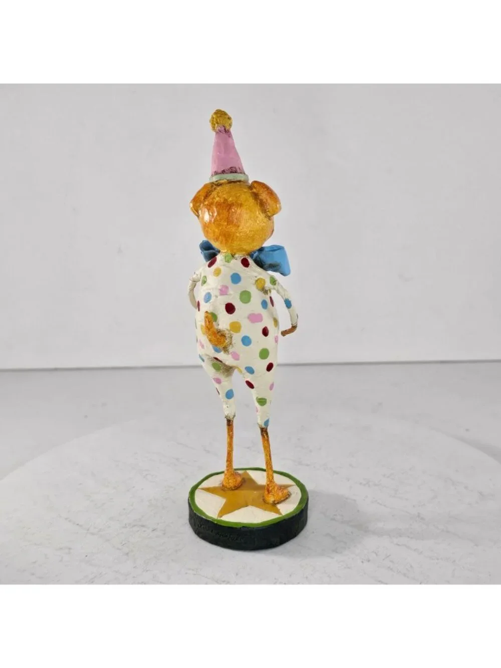 RARE Lori Mitchell Little Dog Laughed Birthday Hat Folk Art Figure *FLAW*